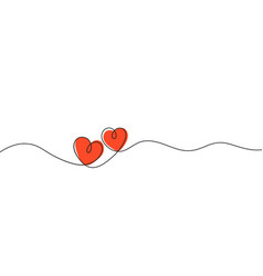 Continuous Line Hearts Together Red Heart