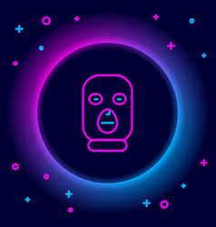 Glowing Neon Line Thief Mask Icon Isolated On