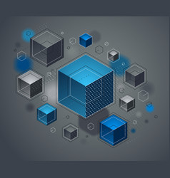 Cubes Cluster With Lines And Dots Elements