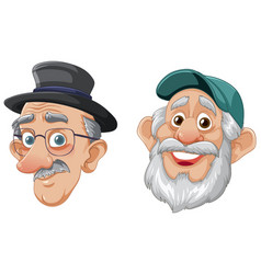 Elderly Man Wearing Various Hats And Caps