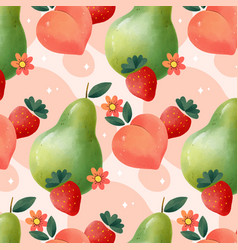 Flat Design Fruit And Floral Pattern