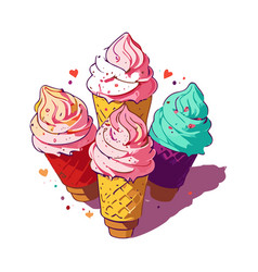 Four Appetizing Ice Cream Cones