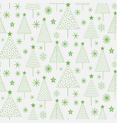 Minimal Line Art Christmas Trees Seamless Pattern