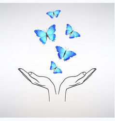 Open Hands Release A Flock Of Blue Butterflies