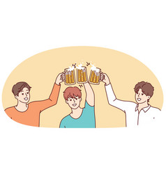 Smiling Men Cheers Drinking Beer