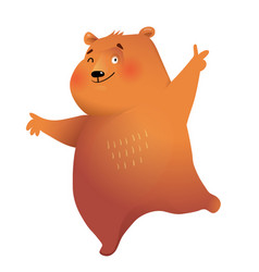 Happy Teddy Bear Dancing Or Showing Clipart