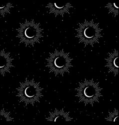 Seamless Pattern With White Half Moon Crescents