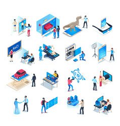 Isometric Virtual Reality Simulations Icons