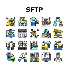 Ssh Sftp File Transfer Protocol Icons Set