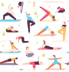 Yoga People Seamless Pattern Men And Women Do