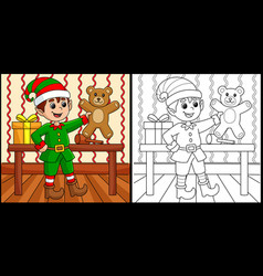 Christmas Elf Coloring Page Colored