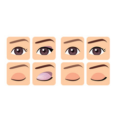 Eye And Eyebrow Make Up Before After Set Of Icons