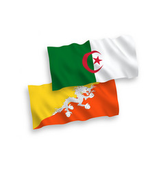 Flags Of Kingdom Of Bhutan And Algeria On A White