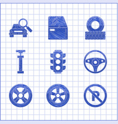 Set Traffic Light Car Wheel No Parking