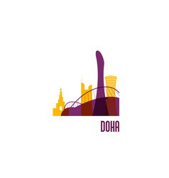 Doha City Emblem Colorful Buildings