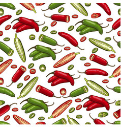 Seamless Pattern Of Serrano Chile Peppers