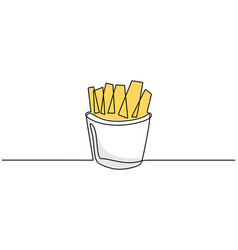 Single Continuous Line Of French Fries Big French