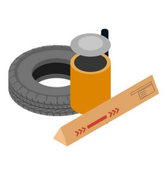 Waste Management Icon Isometric Car Tire