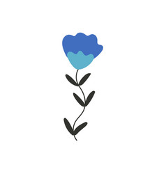 Blue Flower With Leaves And Stem Symbol Of Love