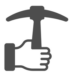 Pickaxe In Hand Solid Icon Labour Day Concept