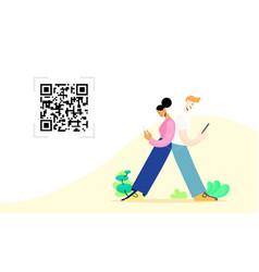 Qr Code Scanning Template- Woman And Man