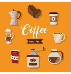 Bundle Eight Coffee Delicious Drink Set Icons