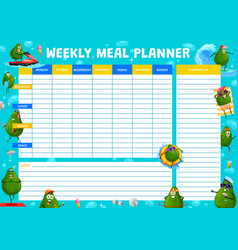 Weekly Meal Plan Mealtime Diary Royalty Free Vector Image