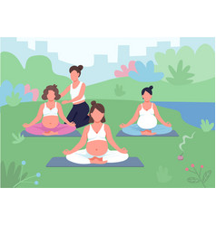 Yoga Class Outdoors Flat Color