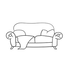 Cozy Sofa With Pillows Outline