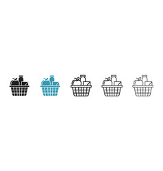 Grocery Shopping Icon Set Basket Market