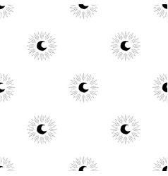 Seamless Pattern With Black Half Moon Crescents