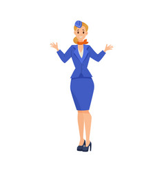 Stewardess Giving Safety Instructions Cartoon