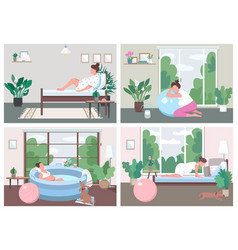 Place For Childbirth At Home Flat Color Set