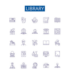 Library Line Icons Signs Set Design Collection