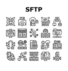 Ssh Sftp File Transfer Protocol Icons Set