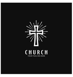 Cross sun burst combination church christian reli Vector Image