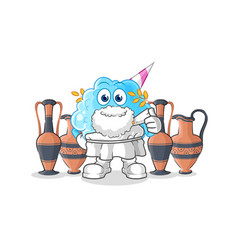 Cotton Candy With Greek Clothing Cartoon Mascot