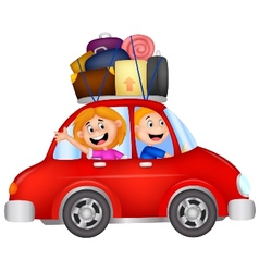 Road trip with family cartoon Royalty Free Vector Image