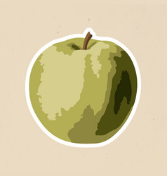 Green Apple Fruit Sticker With White Border