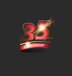 35 Years Red Gold Anniversary Logo