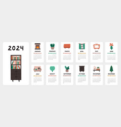 Cute Calendar Template For 2024 Year With Cozy