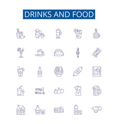 Drinks And Food Line Icons Signs Set Design