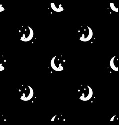 Half Moon Stars And Cat Seamless Pattern Magic