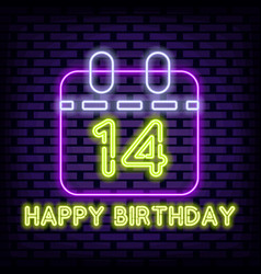 14 Year Old Happy Birthday 14th Neon Sign