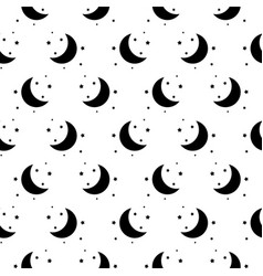 Seamless Pattern With Black Half Moon Crescents