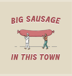 Two Man Lifting Big Sausage Logo Business