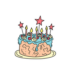 Birthday Cake Isolated Doodle Hand Drawn