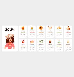 Cute Calendar Template For 2024 Year With Creative