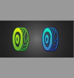 Green And Blue Tree Rings Icon Isolated On Black