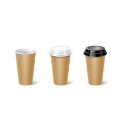 Mockup Paper Cups With Lids 3d Realistic Set